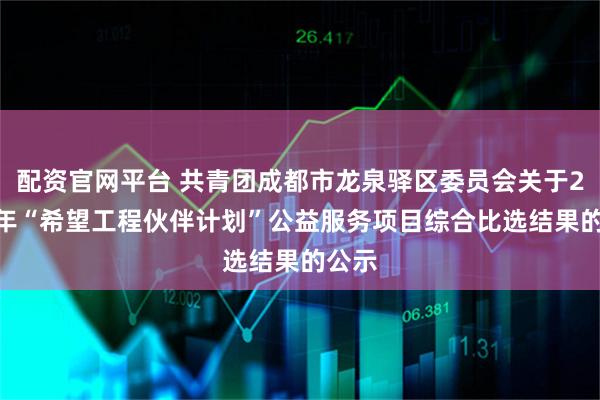配资官网平台 共青团成都市龙泉驿区委员会关于2026年“希望工程伙伴计划”公益服务项目综合比选结果的公示