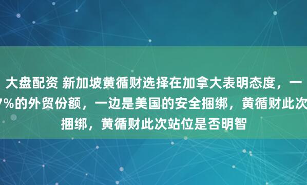 大盘配资 新加坡黄循财选择在加拿大表明态度，一边是中国14.7%的外贸份额，一边是美国的安全捆绑，黄循财此次站位是否明智